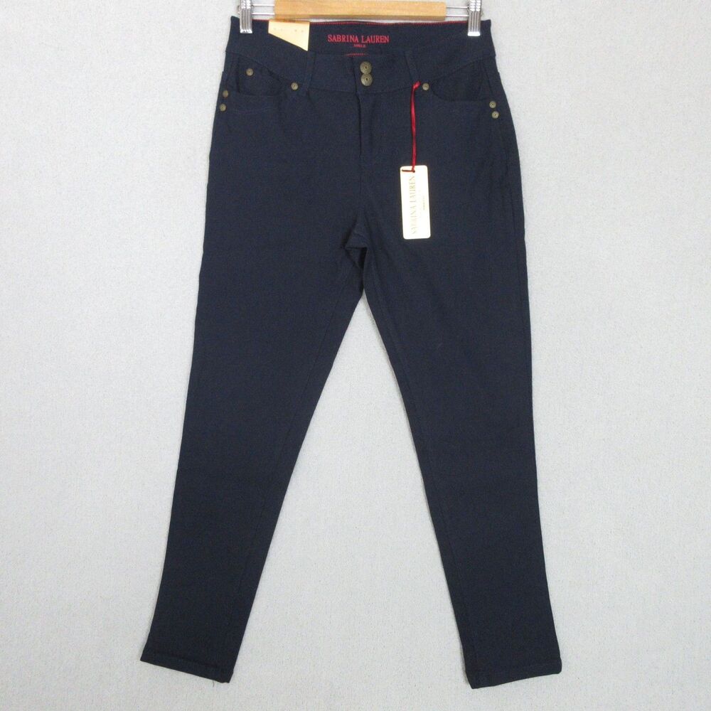 Sabrina Lauren Pants Womens 12 Navy Ankle Ultra Soft Stretch Perfect Fit Tapered